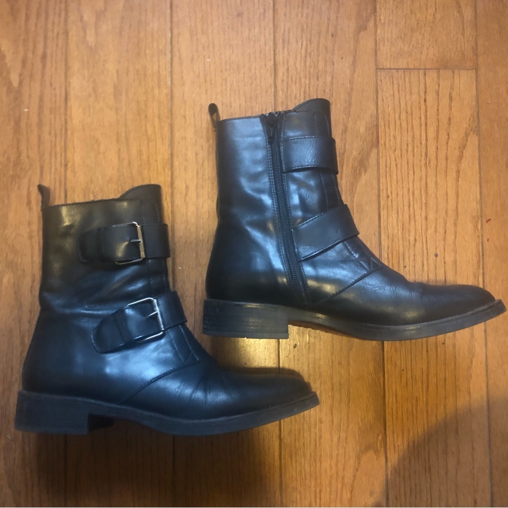 ❤️Emanuele Crasto Black Leather Italian Moto Boots Buckle Size 7/EUR 38 - Picture 8 of 12